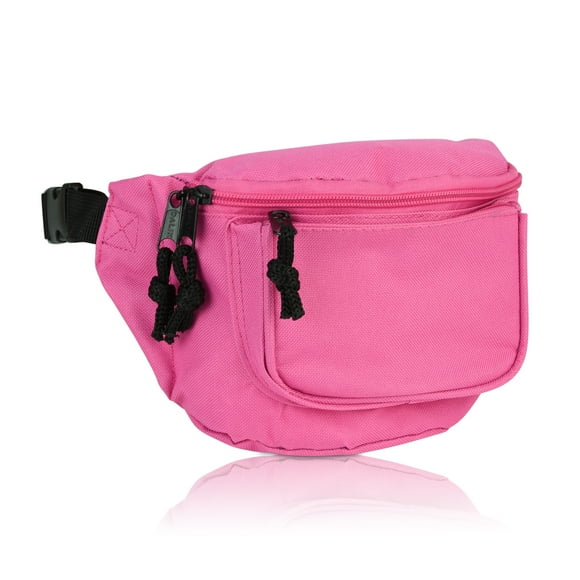 Fanny Pack 7" Travel Belt Pouch Waist Wallet Bag w/ 3 Pockets in Hot Pink