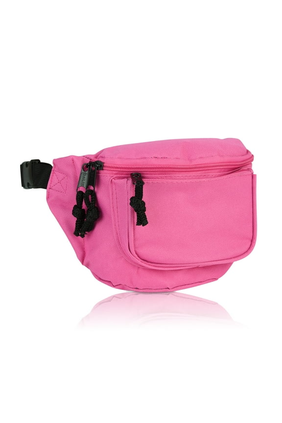 Fanny Pack 7" Travel Belt Pouch Waist Wallet Bag w/ 3 Pockets in Hot Pink