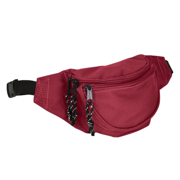 DALIX Fanny Pack w/ 3 Pockets Traveling Belt Pouch Waist Wallet Concealer Maroon