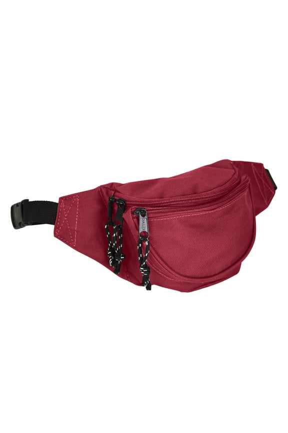 Fanny Pack w/ 3 Pockets Traveling Belt Pouch Waist Wallet Concealer Maroon