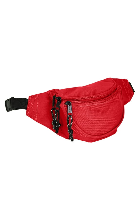 Fanny Pack w/ 3 Pockets Traveling Belt Pouch Waist Wallet Concealer Red