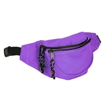DALIX Fanny Pack w/ 3 Pockets Traveling Belt Pouch Waist Wallet Concealer in Purple