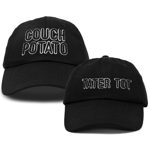 DALIX Father Son Couch Potato Tater Tot Ball Cap Embroidered Hat in Black