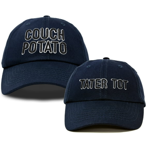 DALIX Father Son Couch Potato Tater Tot Ball Cap Embroidered Hat in Navy Blue
