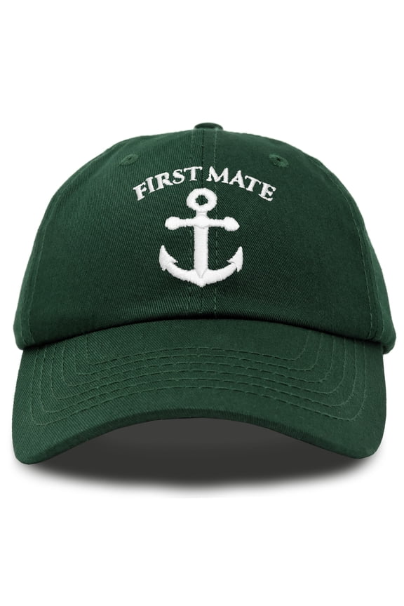 First Mate Hat Sailing Baseball Cap Sailor Gift Boating Men Women in Dark Green