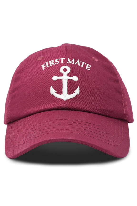 First Mate Hat Sailing Baseball Cap Sailor Gift Boating Men Women in Maroon