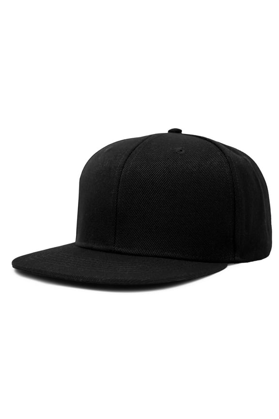 Flat Billed Baseball Cap Adjustable Hat Size M L XL in Black