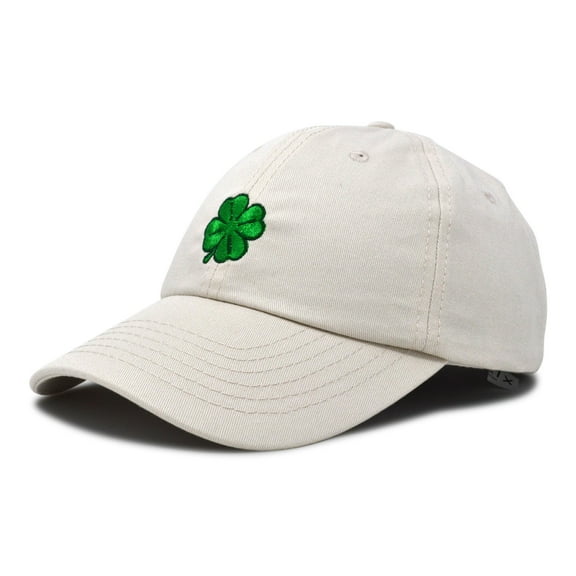 DALIX Four Leaf Clover Hat Baseball Cap St. Patrick's Day Cotton Caps Beige