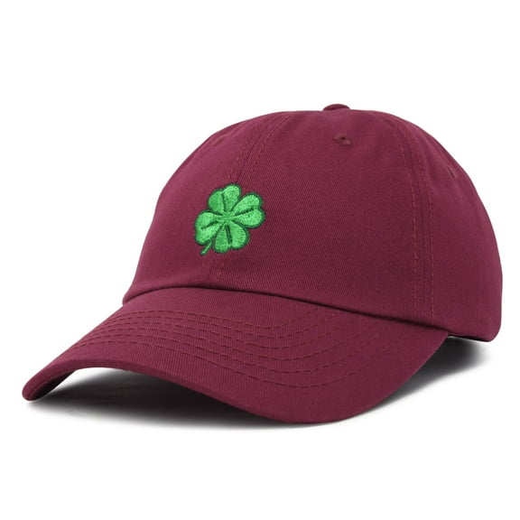 DALIX Four Leaf Clover Hat Baseball Cap St. Patrick's Day Cotton Caps Maroon