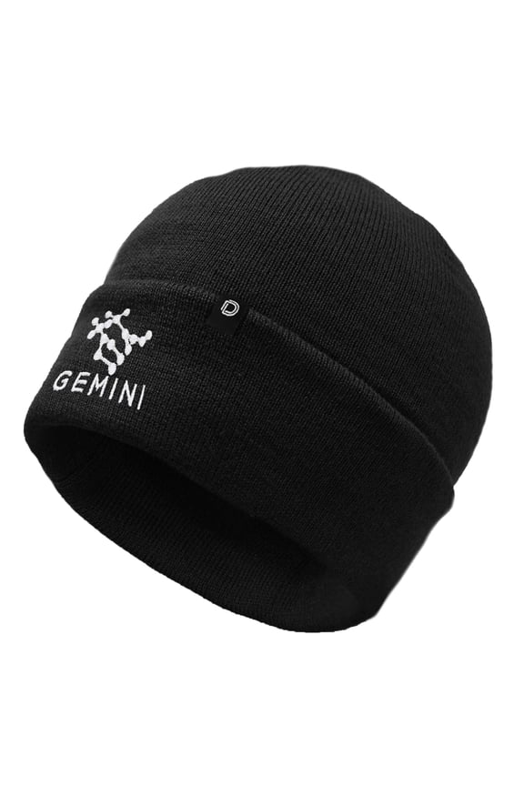 Gemini Zodiac Constellation Embroidered Cuff Beanie Cap in Black