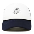 thumbnail image 1 of DALIX Ghost Embroidery Halloween Trucker Hat in Navy White, 1 of 3