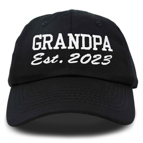 DALIX Grandpa Est. 2023 Fun Gift Embroidered Dad Hat Cotton Cap in Black
