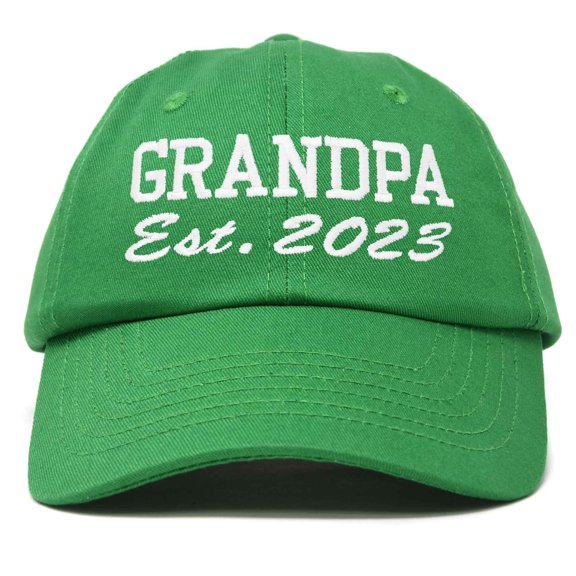 DALIX Grandpa Est. 2023 Fun Gift Embroidered Dad Hat Cotton Cap in Kelly Green