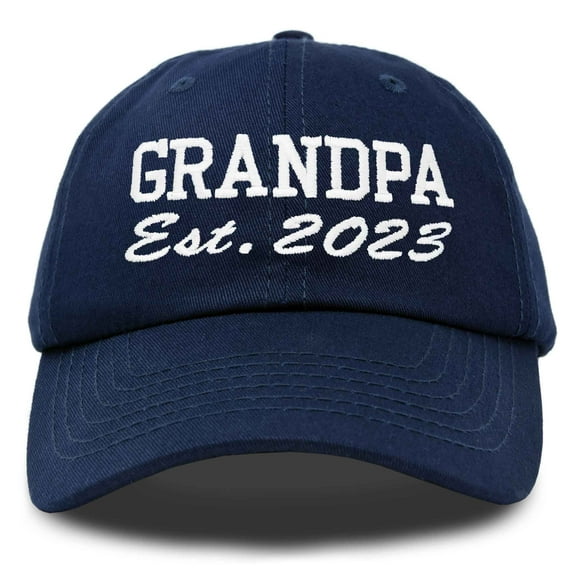 DALIX Grandpa Est. 2023 Fun Gift Embroidered Dad Hat Cotton Cap in Navy Blue