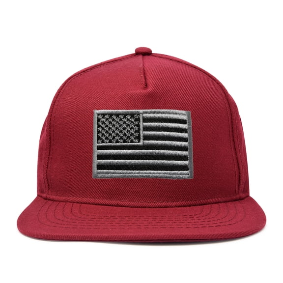 DALIX Gray American Flag Hat Flat Bill Snapback USA Baseball Cap in Maroon