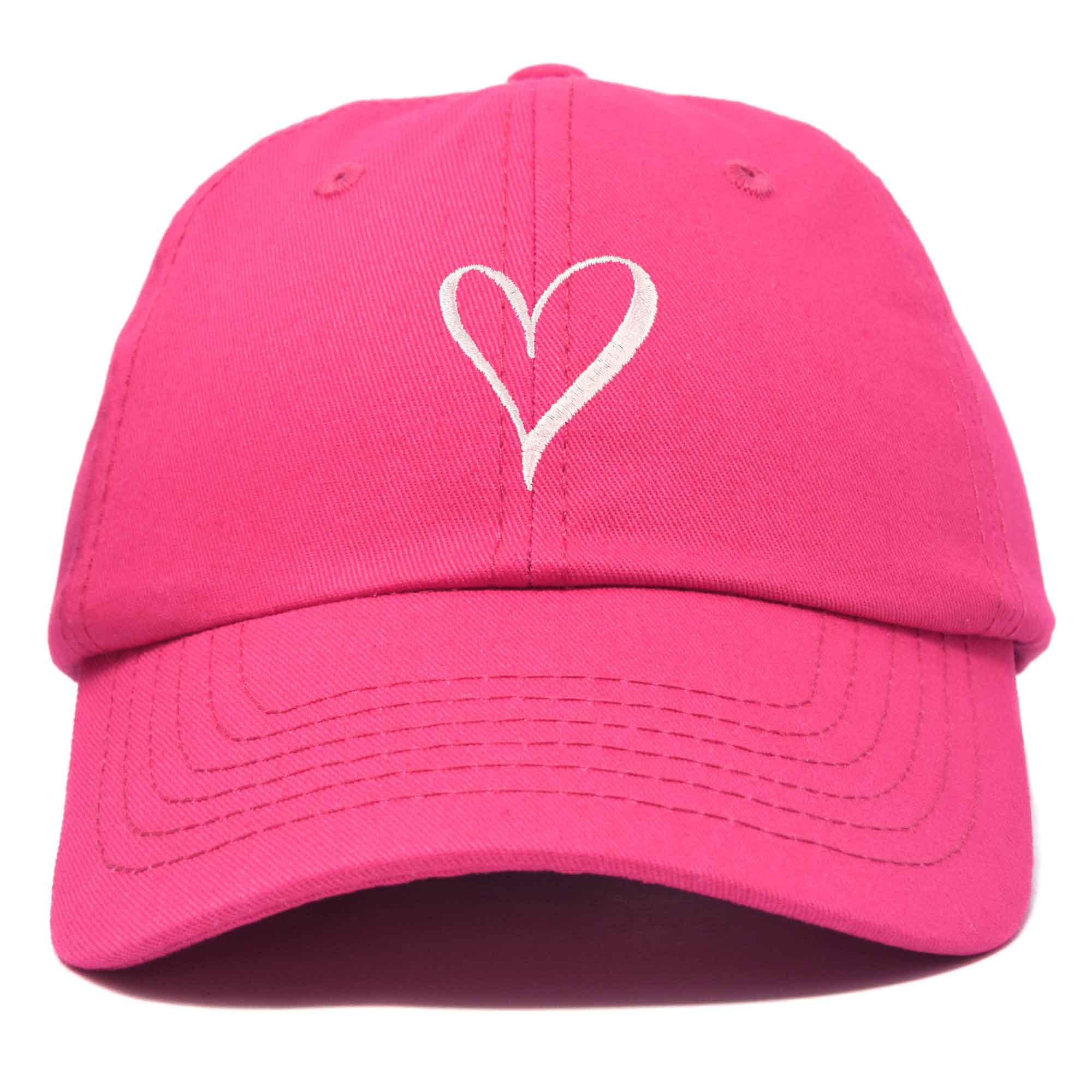 DALIX Women's Hand Drawn Heart Embroidered Baseball Cap, 100% Cotton ...