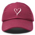 thumbnail image 1 of DALIX Hand Drawn Heart Hat Womens Embroidered Baseball Cap in Maroon, 1 of 6