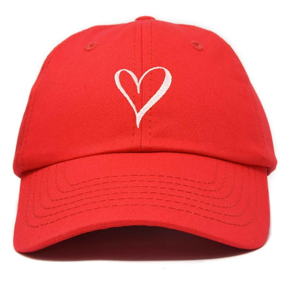 DALIX Hand Drawn Heart Hat Womens Embroidered Baseball Cap in Red