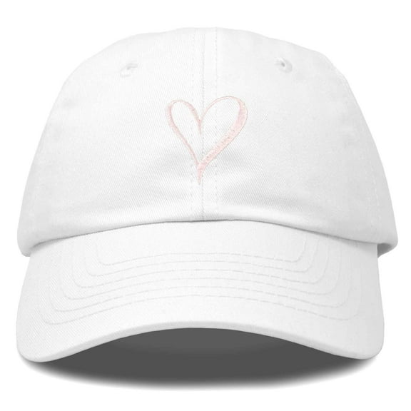 DALIX Hand Drawn Heart Hat Womens Embroidered Baseball Cap in White