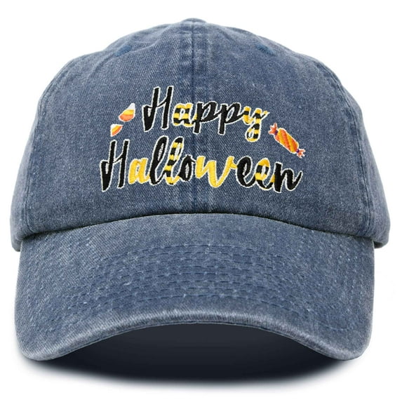 DALIX Happy Halloween Hat Treats Mens Womens Baseball Cap in Navy Blue Vintage