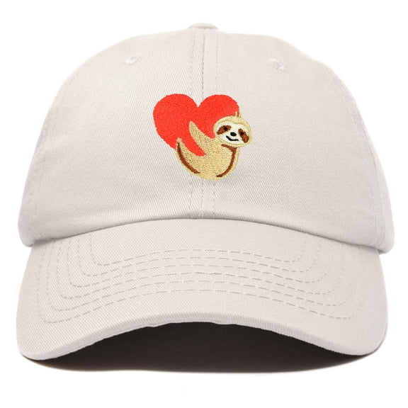 DALIX Heart Cute Sloth Hat Womens Embroidered Baseball Cap in Beige