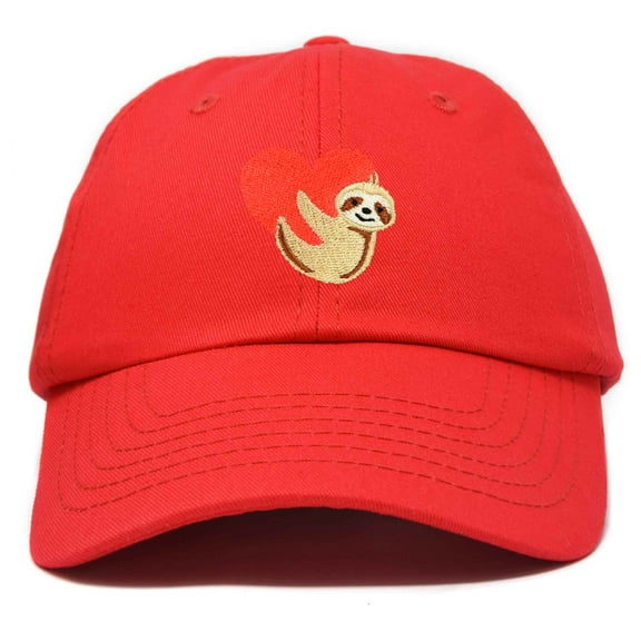 DALIX Heart Cute Sloth Hat Womens Embroidered Baseball Cap in Red