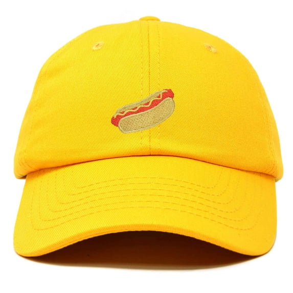 DALIX Hot Dog Hat Embroidered Mens Womens Baseball Cap in Gold