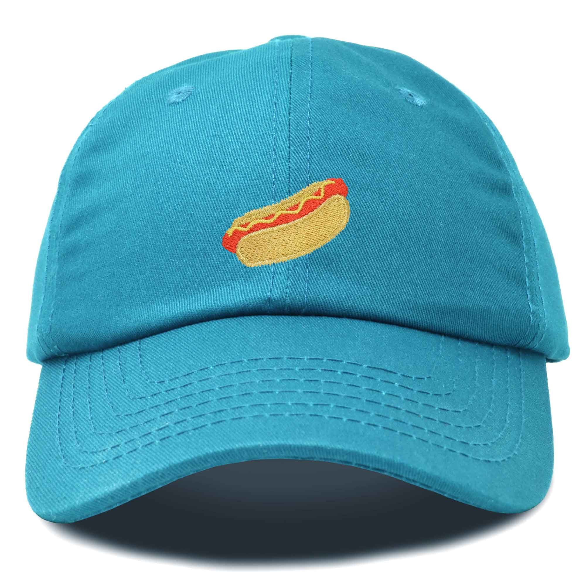 DALIX Hot Dog Hat Embroidered Mens Womens Baseball Cap in Teal