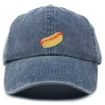 thumbnail image 1 of DALIX Hot Dog Hat Embroidered Mens Womens Baseball Cap in Washed Navy Blue, 1 of 7