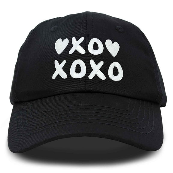 DALIX Hugs Kisses XOXO Hat Womens Embroidered Baseball Cap in Black