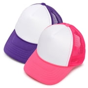 DALIX Infant Trucker Hat Baby Girls Boys Cap in Purple/Neon Pink 2-Pack