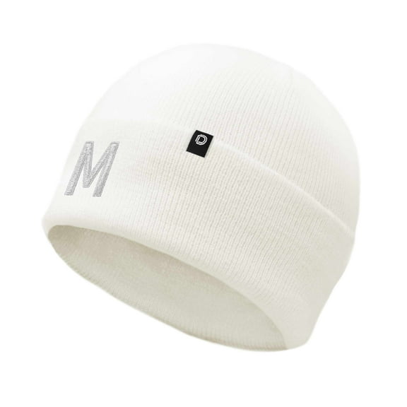 DALIX Initial Letter M Silver Metallic Embroidery in White