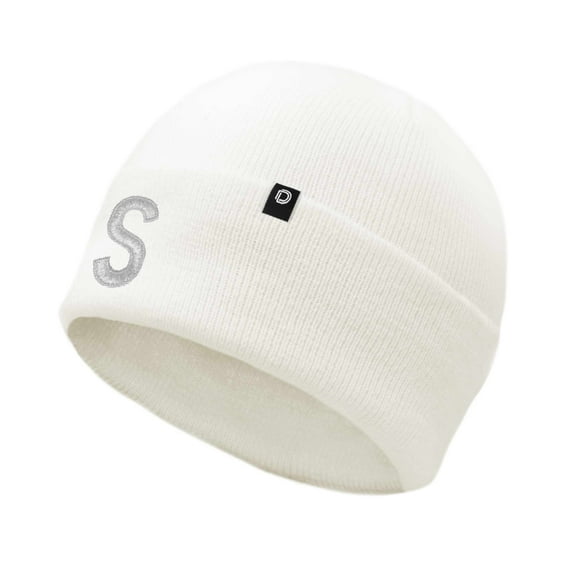 DALIX Initial Letter S Silver Metallic Embroidery in White