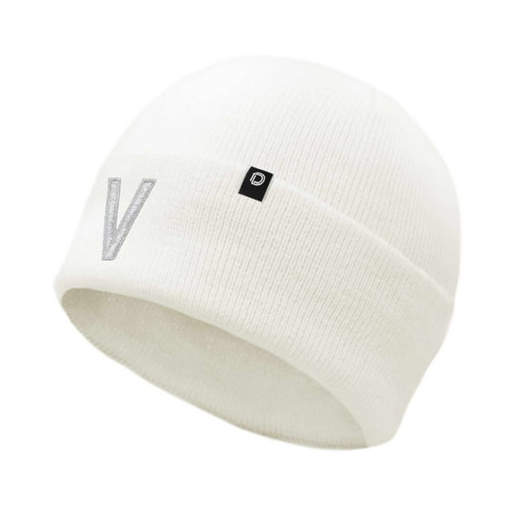 DALIX Initial Letter V Silver Metallic Embroidery in White