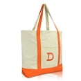 thumbnail image 1 of DALIX Initial Tote Bag Personalized Monogram Orange Zippered Top Letter - D, 1 of 6
