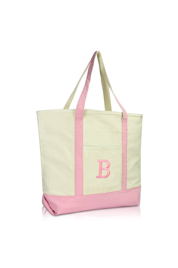 Initial Tote Bag Personalized Monogram Pink Zippered Top Letter - B
