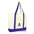 thumbnail image 1 of DALIX Initial Tote Bag Personalized Monogram Purple Zippered Top Letter - A, 1 of 7