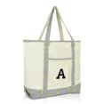 thumbnail image 1 of DALIX Initial Tote Bag Personalized Monogram Striped Banana Zippered Top Letter - A, 1 of 7