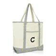 thumbnail image 1 of DALIX Initial Tote Bag Personalized Monogram Striped Banana Zippered Top Letter - C, 1 of 7