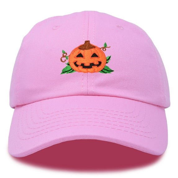 DALIX Jack-O-Lantern Halloween Pumpkin Hat Mens Womens Baseball Cap in Light Pink