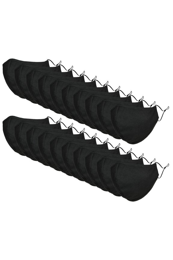 Kids Cotton Face Mask Reuseable Washable in Black Made in USA - XXS-XS Size 20 Pack