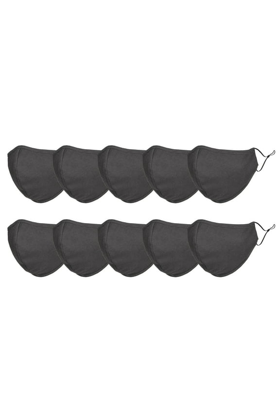 Kids Cotton Face Mask Reuseable Washable in Charcoal Gray Made in USA - XXS-XS Size (10-Pack)