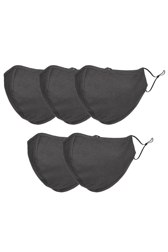Kids Cotton Face Mask Reuseable Washable in Charcoal Gray - XXS-XS Size 5 Pack