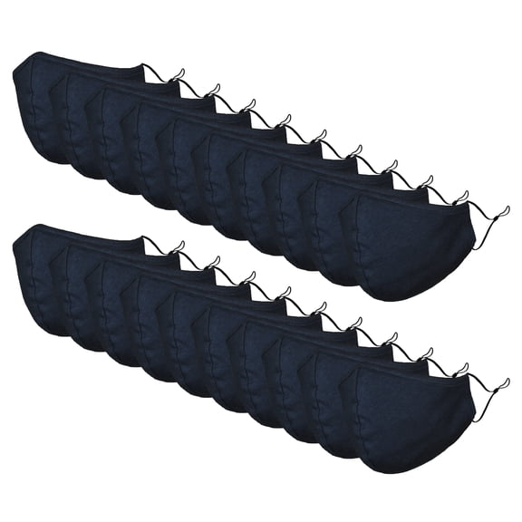 DALIX Kids Cotton Face Mask Reuseable Washable in Navy Blue Made in USA - XXS-XS Size 20 Pack