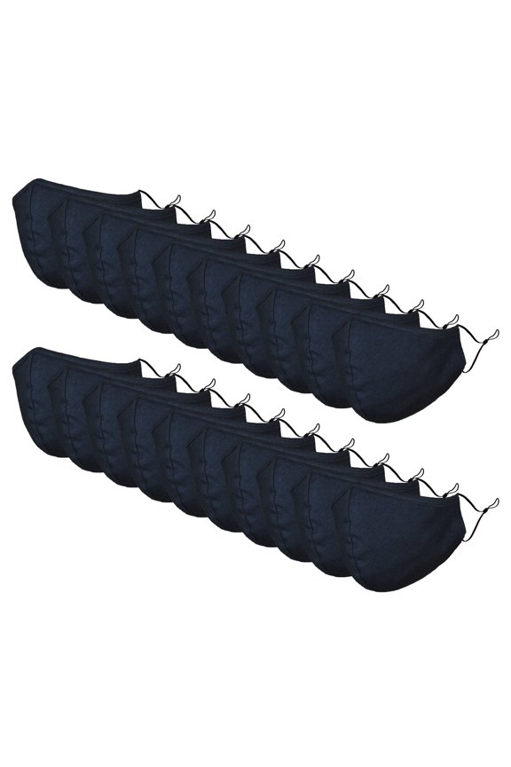 Kids Cotton Face Mask Reuseable Washable in Navy Blue Made in USA - XXS-XS Size 20 Pack