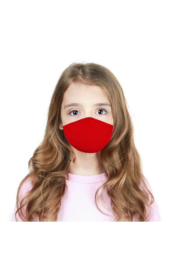 Kids Cotton Face Mask Reuseable Washable in Red Made in USA - XXS-XS Size