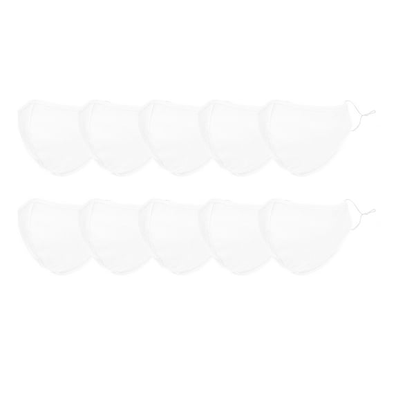 DALIX Kids Cotton Face Mask Reuseable Washable in White Made in USA - XXS-XS Size 10 Pack