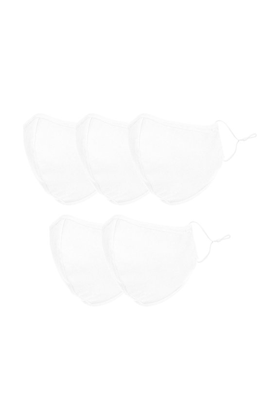Kids Cotton Face Mask Reuseable Washable in White Made in USA - XXS-XS Size 5 Pack