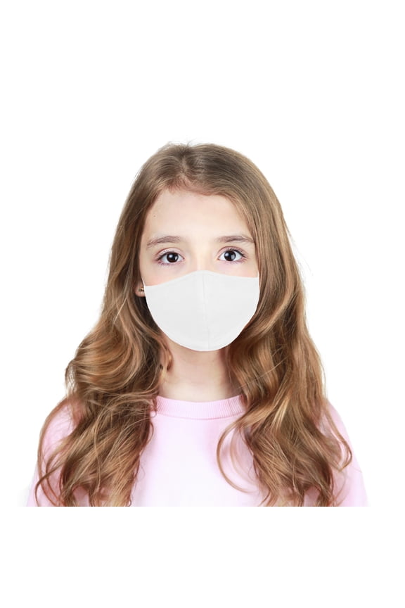 Kids Cotton Face Mask Reuseable Washable in White Made in USA - XXS-XS Size