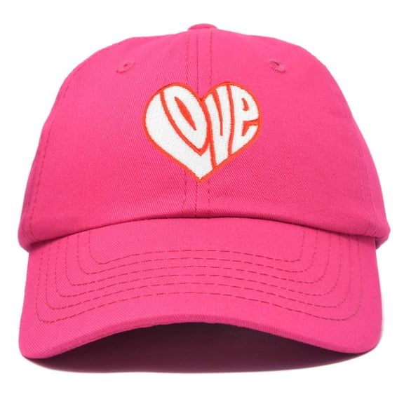 DALIX Love Heart Hat Womens Embroidered Baseball Cap in Hot Pink